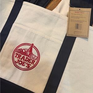 Trader Joe's Navy and White Tote Bag